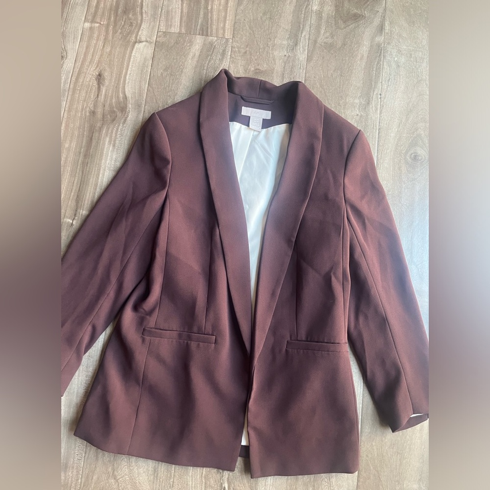 Womens Tailored Shawl Collar Blazer - Brown
